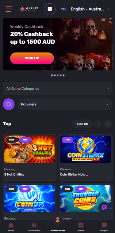 mobile version voodoo casino